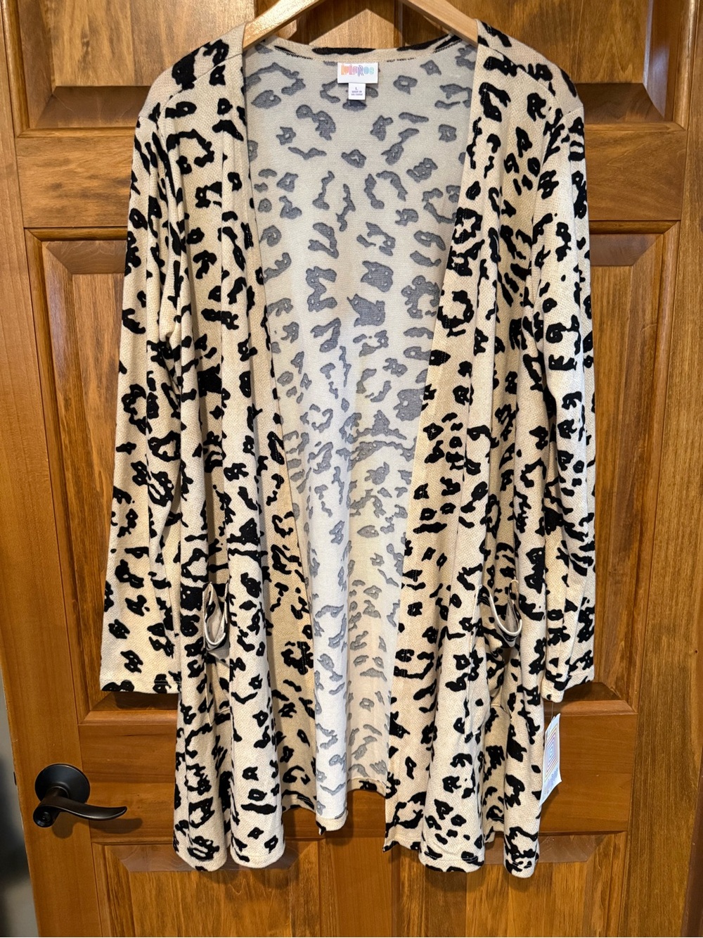 NWT LulaRoe Tan & Black Leopard “Caroline” Open Cardigan
